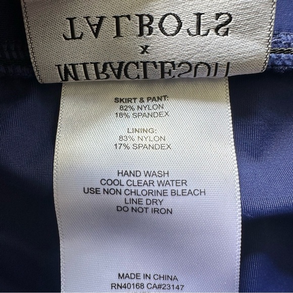 Miraclesuit Talbots Navy Blue Skirt Size 6 Brief Lined Swim Bottom Slit UPF NEW - Picture 3 of 9